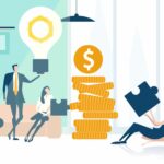 A group of people sitting in a chair with a stack of coins