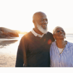 Older adult couple on beach